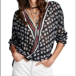 Free People Before Dawn Criss Cross Blouse, Size M